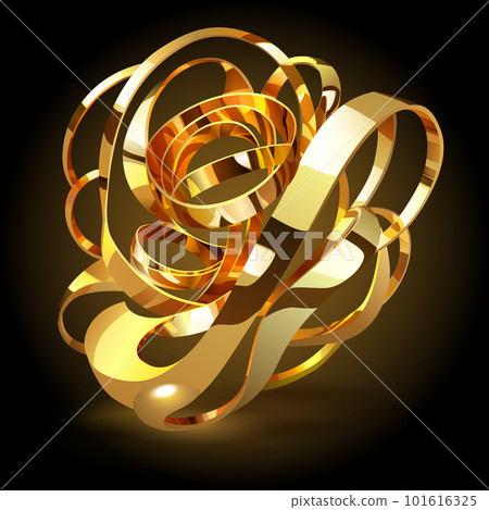Abstract figure of intertwined metallic ribbons 101616325