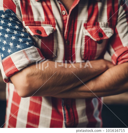 Man in US flag shirt Man in US flag shirt 101616715