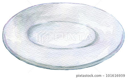 Watercolor illustration of tableware White plate Watercolor illustration of tableware White plate 101616939