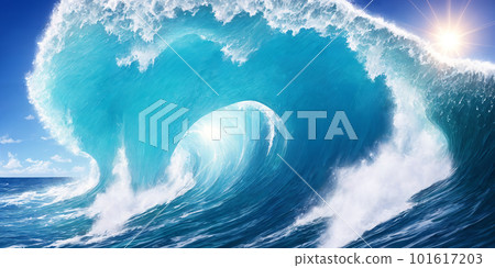 Gigant ocean wave on a sunny day Gigant ocean wave on a sunny day 101617203