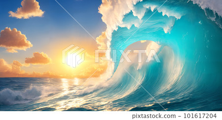 Gigant ocean wave on a sunny day Gigant ocean wave on a sunny day 101617204