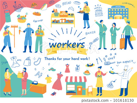 People from various occupations Illustration material collection People from various occupations Illustration material collection 101618130