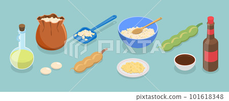 3D Isometric Flat Vector Set of Soy Products 101618348