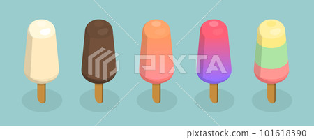 3D Isometric Flat Vector Set of Popsicles 3D Isometric Flat Vector Set of Popsicles 101618390