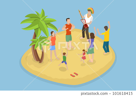 3D Isometric Flat Vector Conceptual Illustration of Reggae Party 101618415