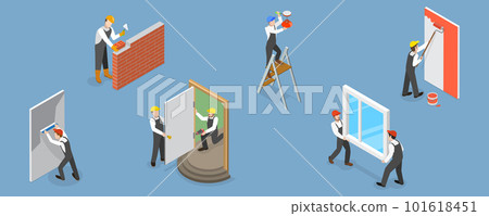 3D Isometric Flat Vector Set of Renovation and Decoration of Room 3D Isometric Flat Vector Set of Renovation and Decoration of Room 101618451