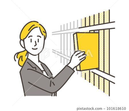A woman in a clerical job who organizes documents and documents in the office [person business vector illustration material] 101618610