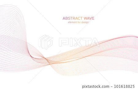 Abstract colorfull wave element for design. Digital frequency track equalizer. Stylized line art background.Vector illustration.Wave with lines created using blend tool.Curved wavy line, smooth stripe 101618825
