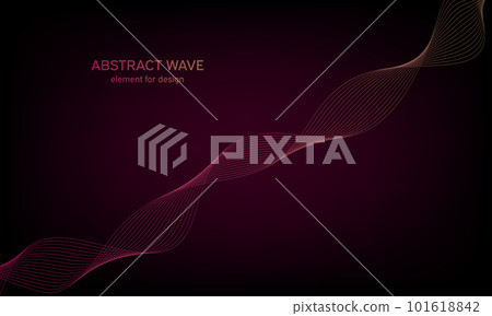 Abstract wave element for design. Digital frequency track equalizer. Stylized line art background. Colorful shiny wave with lines created using blend tool. Curved wavy line, smooth stripe. Vector. Abstract wave element for design. Digital frequency track equalizer. Stylized line art background. Colorful shiny wave with lines created using blend tool. Curved wavy line, smooth stripe. Vector. 101618842