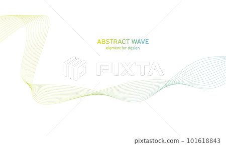 Abstract colorfull wave element for design. Digital frequency track equalizer. Stylized line art background.Vector illustration.Wave with lines created using blend tool.Curved wavy line, smooth stripe 101618843