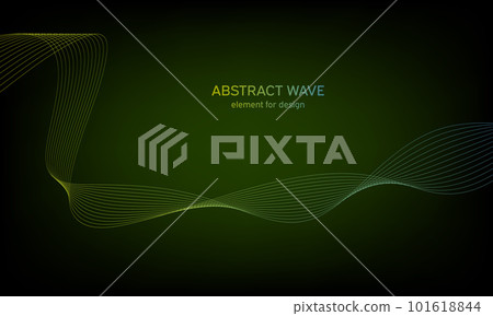 Abstract wave element for design. Digital frequency track equalizer. Stylized line art background. Colorful shiny wave with lines created using blend tool. Curved wavy line, smooth stripe. Vector. Abstract wave element for design. Digital frequency track equalizer. Stylized line art background. Colorful shiny wave with lines created using blend tool. Curved wavy line, smooth stripe. Vector. 101618844