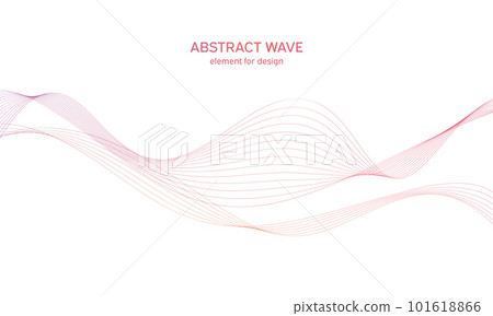 Abstract colorfull wave element for design. Digital frequency track equalizer. Stylized line art background.Vector illustration.Wave with lines created using blend tool.Curved wavy line, smooth stripe 101618866