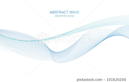 Abstract colorfull wave element for design. Digital frequency track equalizer. Stylized line art background.Vector illustration.Wave with lines created using blend tool.Curved wavy line, smooth stripe 101620208