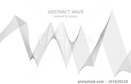 Abstract wave element for design. Digital frequency track equalizer. Stylized line art background. Vector illustration. Wave with lines created using blend tool. Curved wavy line, smooth stripe. 101620220