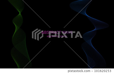Abstract wave element for design. Digital frequency track equalizer. Stylized line art background. Colorful shiny wave with lines created using blend tool. Curved wavy line, smooth stripe. Vector. 101620253