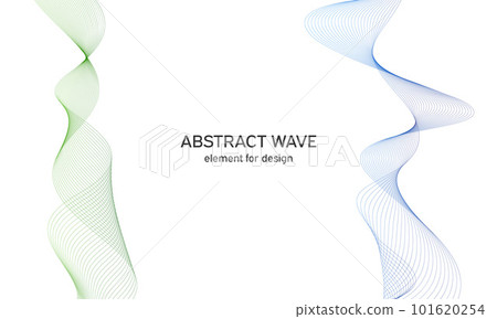 Abstract colorfull wave element for design. Digital frequency track equalizer. Stylized line art background.Vector illustration.Wave with lines created using blend tool.Curved wavy line, smooth stripe 101620254