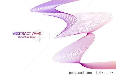 Abstract colorfull wave element for design. Digital frequency track equalizer. Stylized line art background.Vector illustration.Wave with lines created using blend tool.Curved wavy line, smooth stripe 101620276