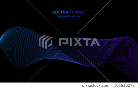 Abstract wave element for design. Digital frequency track equalizer. Stylized line art background. Colorful shiny wave with lines created using blend tool. Curved wavy line, smooth stripe. Vector. Abstract wave element for design. Digital frequency track equalizer. Stylized line art background. Colorful shiny wave with lines created using blend tool. Curved wavy line, smooth stripe. Vector. 101620278