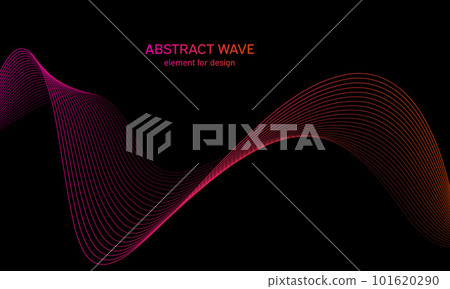 Abstract wave element for design. Digital frequency track equalizer. Stylized line art background. Colorful shiny wave with lines created using blend tool. Curved wavy line, smooth stripe. Vector. Abstract wave element for design. Digital frequency track equalizer. Stylized line art background. Colorful shiny wave with lines created using blend tool. Curved wavy line, smooth stripe. Vector. 101620290