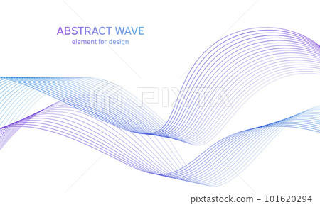 Abstract colorfull wave element for design. Digital frequency track equalizer. Stylized line art background.Vector illustration.Wave with lines created using blend tool.Curved wavy line, smooth stripe 101620294
