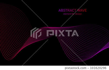 Abstract wave element for design. Digital frequency track equalizer. Stylized line art background. Colorful shiny wave with lines created using blend tool. Curved wavy line, smooth stripe. Vector. 101620296