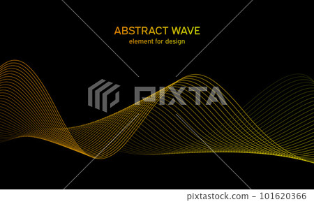 Abstract wave element for design. Digital frequency track equalizer. Stylized line art background. Colorful shiny wave with lines created using blend tool. Curved wavy line, smooth stripe. Vector. 101620366