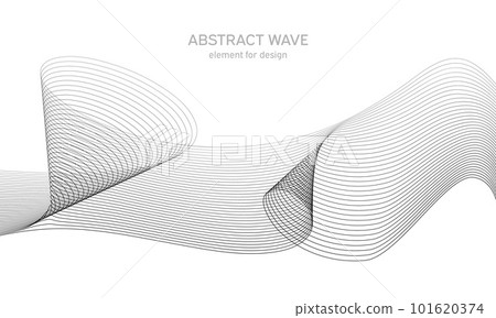 Abstract wave element for design. Digital frequency track equalizer. Stylized line art background. Vector illustration. Wave with lines created using blend tool. Curved wavy line, smooth stripe. 101620374