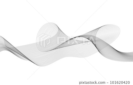 Abstract wave element for design. Digital frequency track equalizer. Stylized line art background. Vector illustration. Wave with lines created using blend tool. Curved wavy line, smooth stripe. 101620420