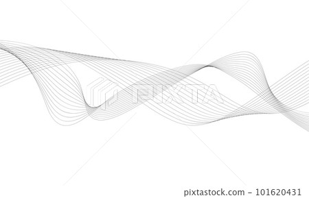 Abstract wave element for design. Digital frequency track equalizer. Stylized line art background. Vector illustration. Wave with lines created using blend tool. Curved wavy line, smooth stripe. 101620431