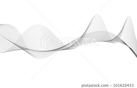 Abstract wave element for design. Digital frequency track equalizer. Stylized line art background. Vector illustration. Wave with lines created using blend tool. Curved wavy line, smooth stripe. 101620433