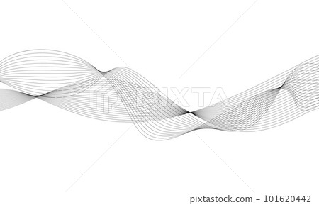 Abstract wave element for design. Digital frequency track equalizer. Stylized line art background. Vector illustration. Wave with lines created using blend tool. Curved wavy line, smooth stripe. 101620442