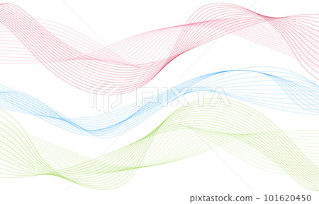 Abstract colorfull wave element for design. Digital frequency track equalizer. Stylized line art background.Vector illustration.Wave with lines created using blend tool.Curved wavy line, smooth stripe 101620450