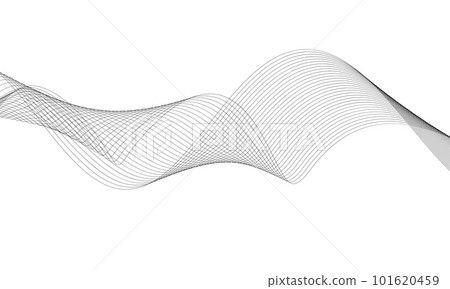 Abstract wave element for design. Digital frequency track equalizer. Stylized line art background. Vector illustration. Wave with lines created using blend tool. Curved wavy line, smooth stripe. 101620459