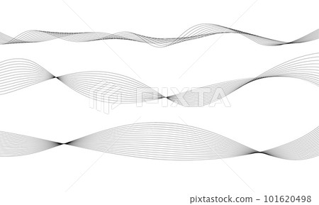 Abstract wave element for design. Digital frequency track equalizer. Stylized line art background. Vector illustration. Wave with lines created using blend tool. Curved wavy line, smooth stripe. Abstract wave element for design. Digital frequency track equalizer. Stylized line art background. Vector illustration. Wave with lines created using blend tool. Curved wavy line, smooth stripe. 101620498