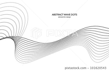 Abstract wave dotted element for design. Stylized line with dot on art background. Waves range with lines dots. Digital frequency track equalizer. Curved smooth wavy string. Vector illustration. Abstract wave dotted element for design. Stylized line with dot on art background. Waves range with lines dots. Digital frequency track equalizer. Curved smooth wavy string. Vector illustration. 101620543
