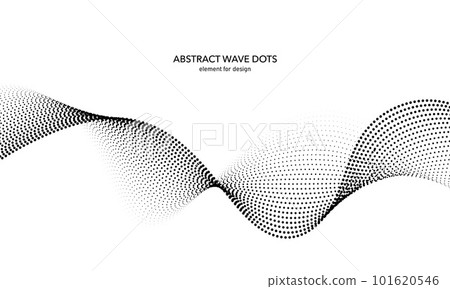 Abstract wave dotted element for design. Stylized line with dot on art background. Waves range with lines dots. Digital frequency track equalizer. Curved smooth wavy string. Vector illustration. Abstract wave dotted element for design. Stylized line with dot on art background. Waves range with lines dots. Digital frequency track equalizer. Curved smooth wavy string. Vector illustration. 101620546