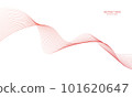 Abstract colorful wave element for design. Digital frequency track equalizer. Stylized line art background.Vector illustration.Wave with lines created using blend tool.Curved wavy line, smooth stripe 101620647