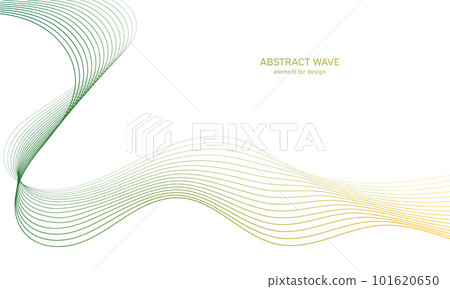 Abstract colorful wave element for design. Digital frequency track equalizer. Stylized line art background.Vector illustration.Wave with lines created using blend tool.Curved wavy line, smooth stripe 101620650
