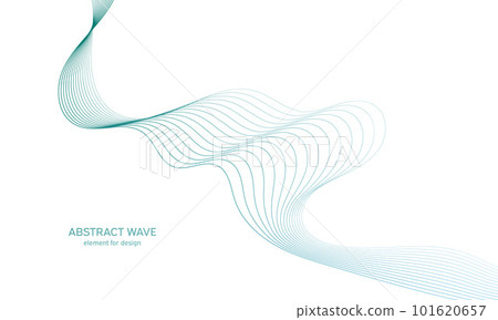 Abstract colorful wave element for design. Digital frequency track equalizer. Stylized line art background.Vector illustration.Wave with lines created using blend tool.Curved wavy line, smooth stripe 101620657