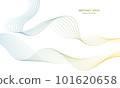 Abstract colorful wave element for design. Digital frequency track equalizer. Stylized line art background.Vector illustration.Wave with lines created using blend tool.Curved wavy line, smooth stripe 101620658
