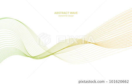 Abstract colorful wave element for design. Digital frequency track equalizer. Stylized line art background.Vector illustration.Wave with lines created using blend tool.Curved wavy line, smooth stripe 101620662
