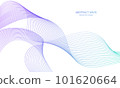 Abstract colorful wave element for design. Digital frequency track equalizer. Stylized line art background.Vector illustration.Wave with lines created using blend tool.Curved wavy line, smooth stripe 101620664
