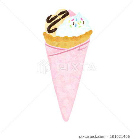 hand drawn illustration of chocolate banana crepe 101621406