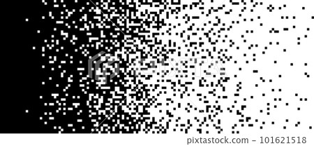 Pixelated halftone gradient background. Fading pixel texture. Dissolving black and white wallpaper. Vector backdrop  101621518