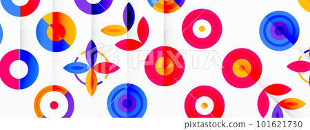 Vibrant and eye-catching vector background featuring a grid of colorful circles arranged in a patterned composition, perfect for modern and trendy designs 101621730