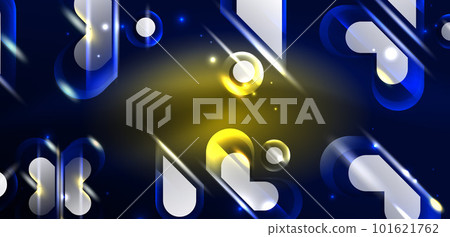 Abstract background glowing neon light geometric shapes. Space cosmic or magic energy vector wallpaper For Wallpaper, Banner, Background, Card, Book Illustration, landing page 101621762