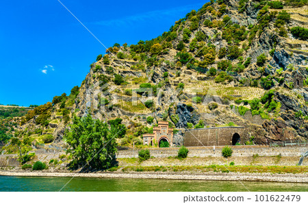 Rossstein tunnel on East Rhine Railway at Rhine river in Germany 101622479