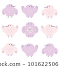 Scandinavian style, hand drawn illustration set of cute birds 101622506