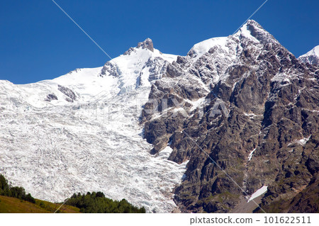 glacier in the Caucasus mountain range in Georgia. Mountain landscape glacier in the Caucasus mountain range in Georgia. Mountain landscape 101622511