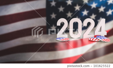 The Usa flag and 2024 for vote concept 3d rendering 101623322